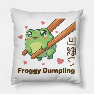Cute Frog Chopstick Kawaii Froggy Dumpling Cute Frog Meme Pillow