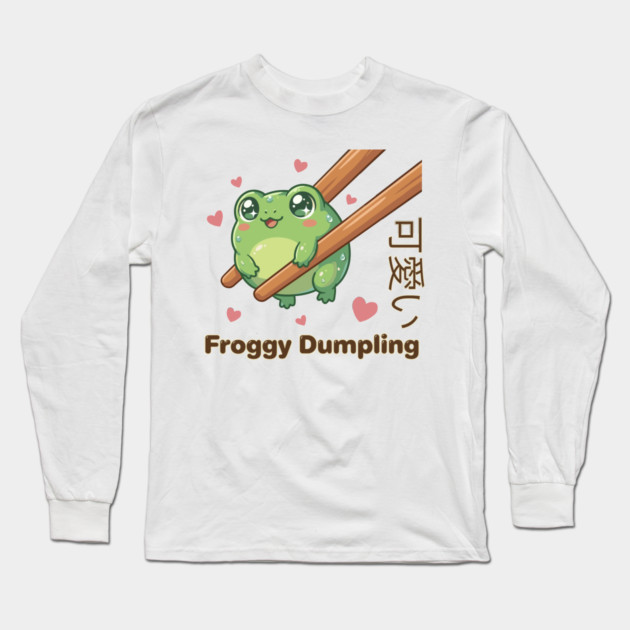 Cute Frog Chopstick Kawaii Froggy Dumpling Cute Frog Meme Long Sleeve T-Shirt by creative