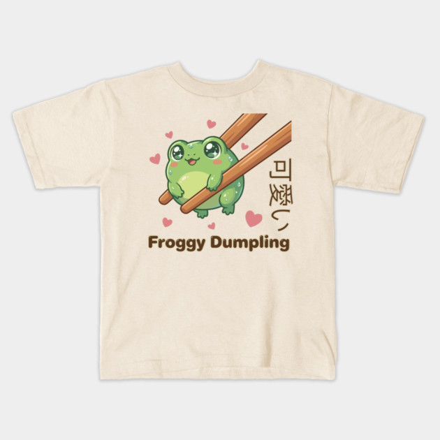 Cute Frog Chopstick Kawaii Froggy Dumpling Cute Frog Meme Kids T-Shirt by creative