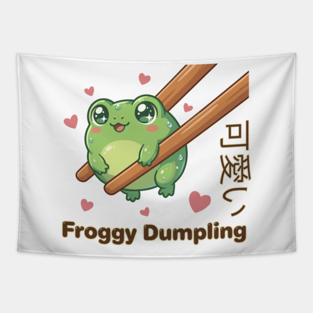 Cute Frog Chopstick Kawaii Froggy Dumpling Cute Frog Meme Tapestry by creative