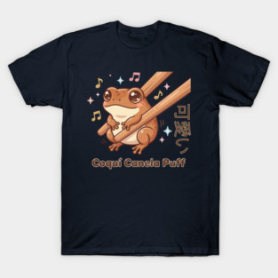 Cute Coquí Chopstick Kawaii Canela Puff Coquí Frog Meme T-Shirt