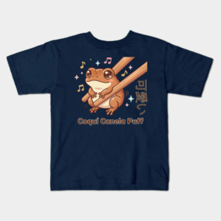 Cute Coquí Chopstick Kawaii Canela Puff Coquí Frog Meme Kids T-Shirt