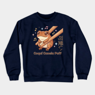 Cute Coquí Chopstick Kawaii Canela Puff Coquí Frog Meme Crewneck Sweatshirt