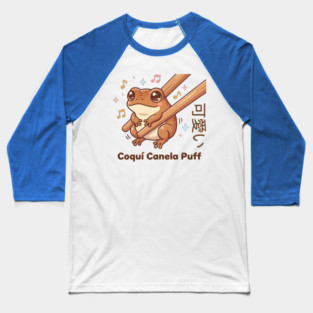 Cute Coquí Chopstick Kawaii Canela Puff Coquí Frog Meme Baseball T-Shirt