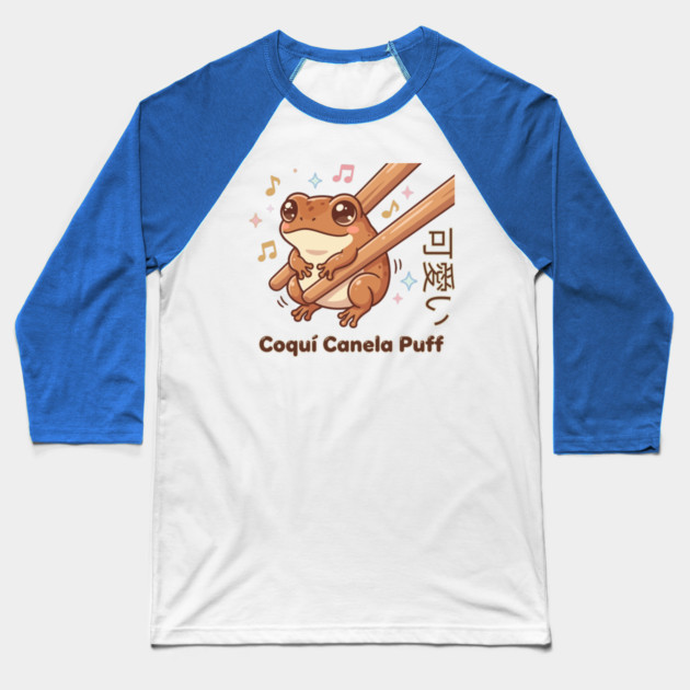 Cute Coquí Chopstick Kawaii Canela Puff Coquí Frog Meme Baseball T-Shirt by creative