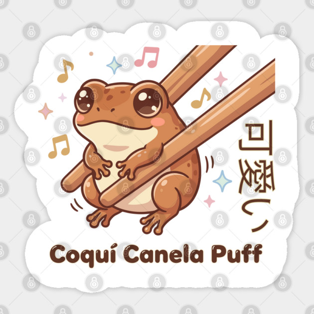 Cute Coquí Chopstick Kawaii Canela Puff Coquí Frog Meme Sticker by creative