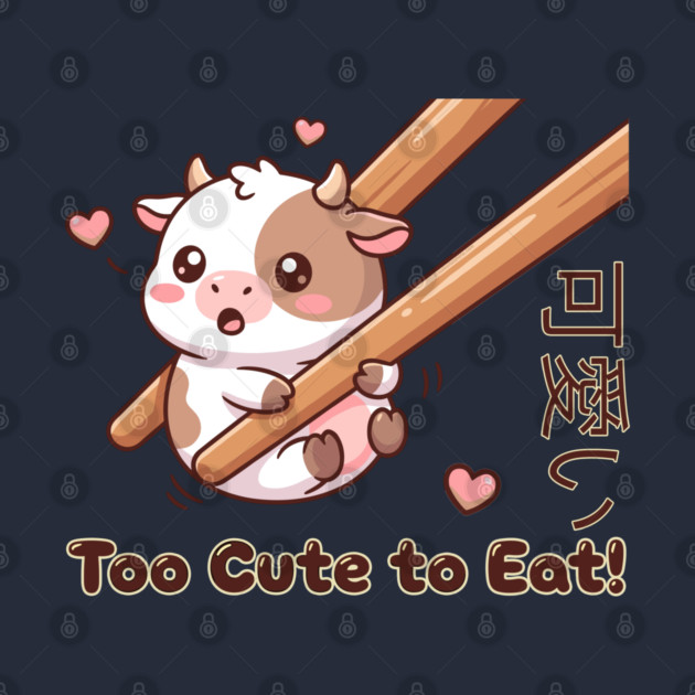 Cute Calf Chopstick Kawaii  Too Cute to Eat Cow Meme by creative