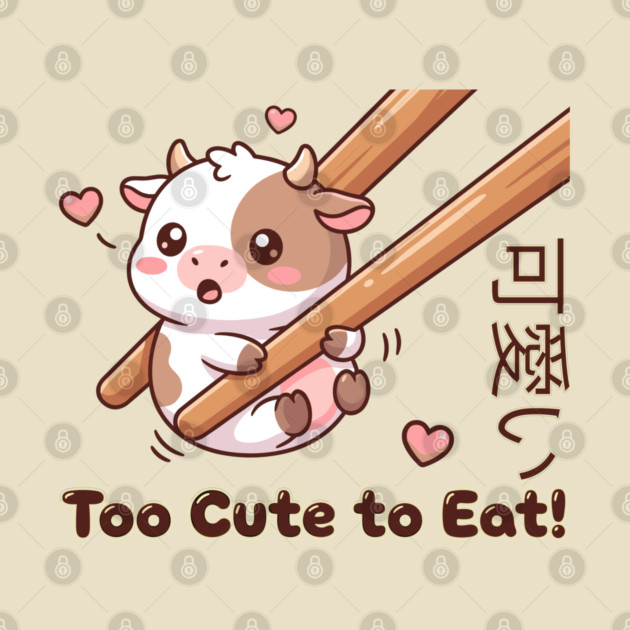 Cute Calf Chopstick Kawaii  Too Cute to Eat Cow Meme by creative