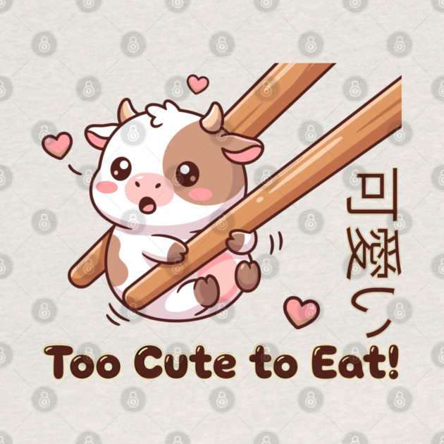Cute Calf Chopstick Kawaii  Too Cute to Eat Cow Meme by creative
