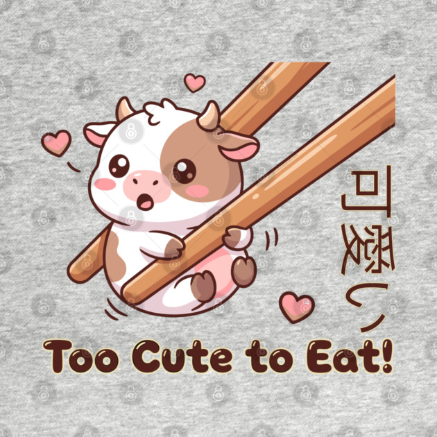 Cute Calf Chopstick Kawaii  Too Cute to Eat Cow Meme by creative