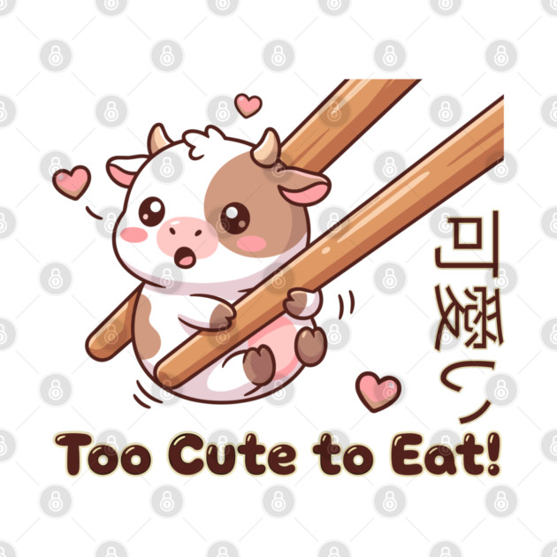 Cute Calf Chopstick Kawaii  Too Cute to Eat Cow Meme by creative