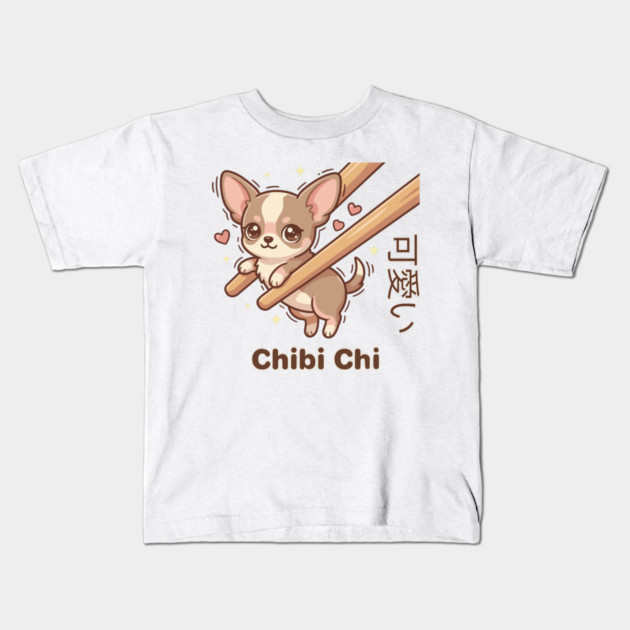 Cute Chihuahua Chopstick Kawaii Chibi Chi Chihuahua Meme Kids T-Shirt by creative