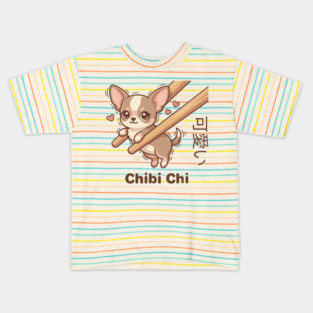 Cute Chihuahua Chopstick Kawaii Chibi Chi Chihuahua Meme Kids T-Shirt