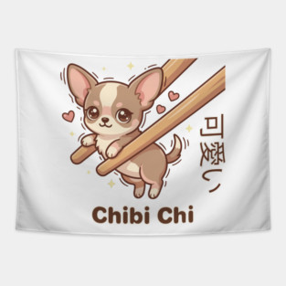 Cute Chihuahua Chopstick Kawaii Chibi Chi Chihuahua Meme Tapestry
