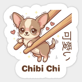 Cute Chihuahua Chopstick Kawaii Chibi Chi Chihuahua Meme Sticker