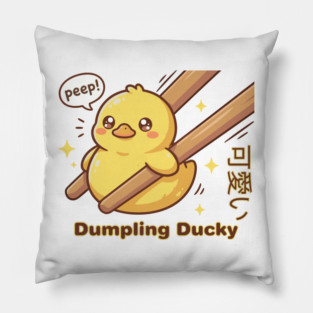 Cute Kawaii Duck Chopstick Dumpling Ducky Meme Pillow