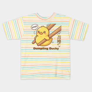 Cute Kawaii Duck Chopstick Dumpling Ducky Meme Kids T-Shirt