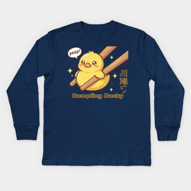 Cute Kawaii Duck Chopstick Dumpling Ducky Meme Kids Long Sleeve T-Shirt by creative