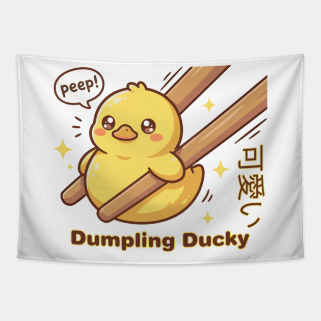 Cute Kawaii Duck Chopstick Dumpling Ducky Meme Tapestry by creative