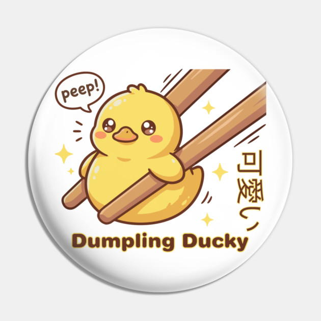 Cute Kawaii Duck Chopstick Dumpling Ducky Meme Pin by creative