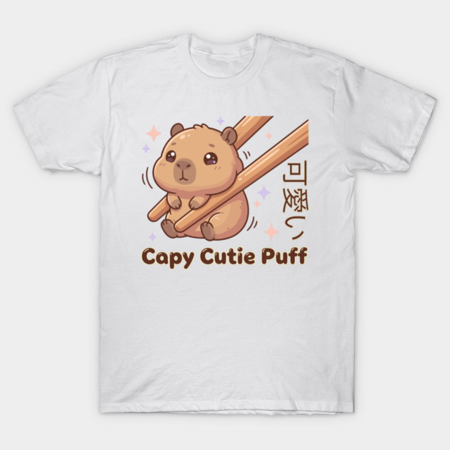 Cute Capybara Chopstick Kawaii Cutie Puff  Meme T-Shirt by creative