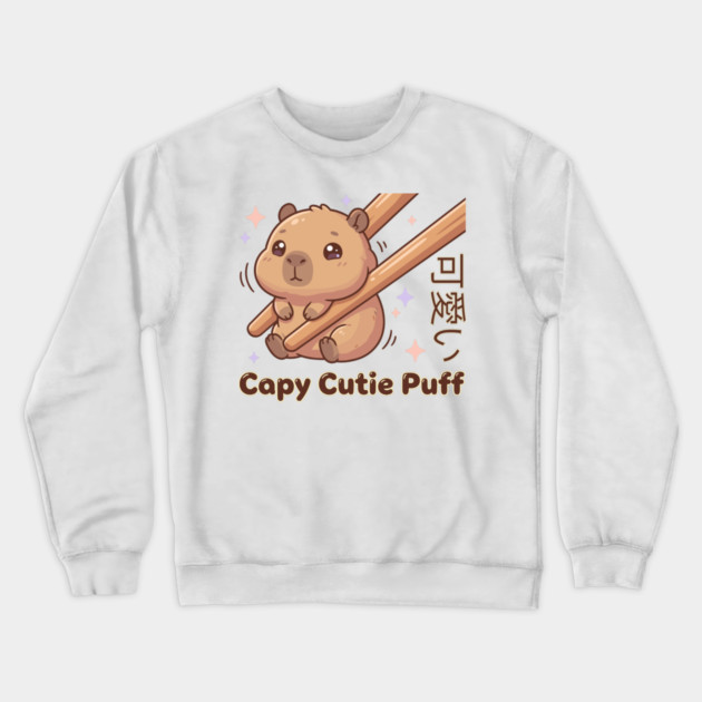Cute Capybara Chopstick Kawaii Cutie Puff  Meme Crewneck Sweatshirt by creative