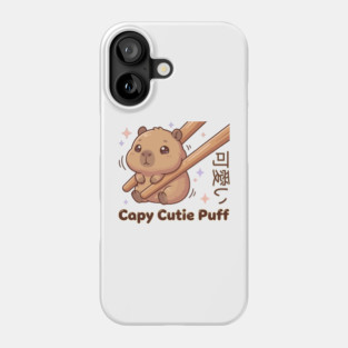 Cute Capybara Chopstick Kawaii Cutie Puff  Meme Phone Case