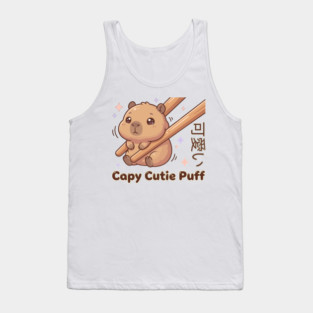 Cute Capybara Chopstick Kawaii Cutie Puff  Meme Tank Top