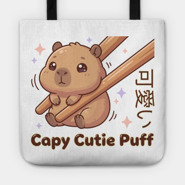 Cute Capybara Chopstick Kawaii Cutie Puff  Meme Tote by creative