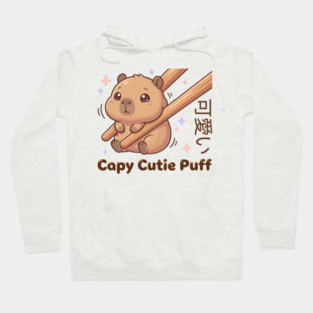 Cute Capybara Chopstick Kawaii Cutie Puff  Meme Hoodie