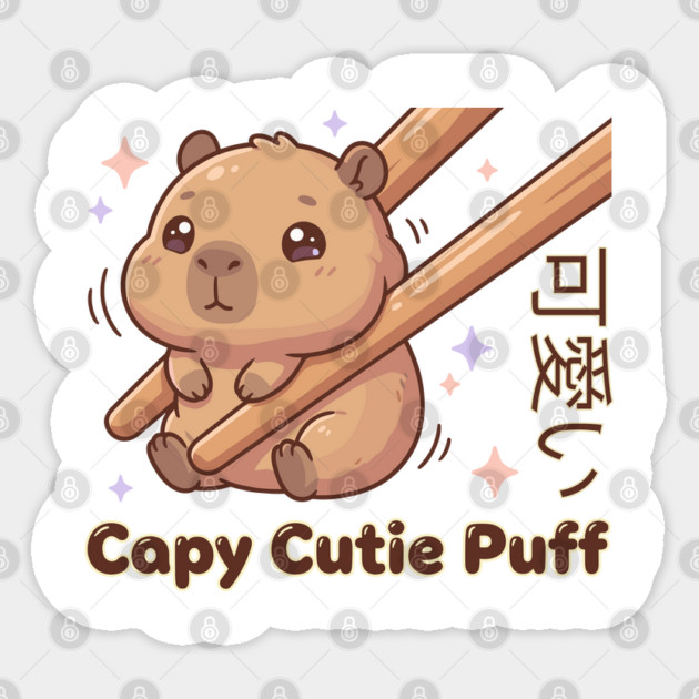 Cute Capybara Chopstick Kawaii Cutie Puff  Meme Sticker by creative
