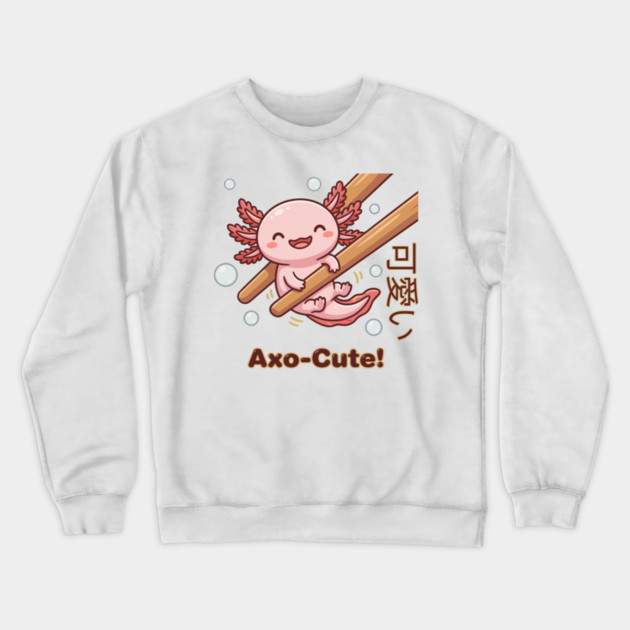 Cute Axolotl Chopstick Kawaii Axo-Cute Food Meme Crewneck Sweatshirt by creative