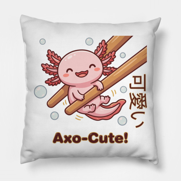 Cute Axolotl Chopstick Kawaii Axo-Cute Food Meme Pillow by creative
