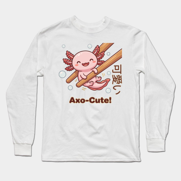 Cute Axolotl Chopstick Kawaii Axo-Cute Food Meme Long Sleeve T-Shirt by creative