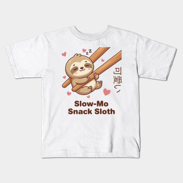 Cute Kawaii Sloth Chopstick Dumpling Cute Meme Kids T-Shirt by creative