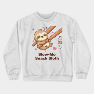 Cute Kawaii Sloth Chopstick Dumpling Cute Meme Crewneck Sweatshirt