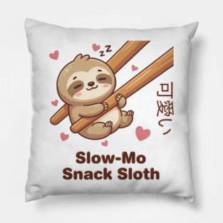 Cute Kawaii Sloth Chopstick Dumpling Cute Meme Pillow