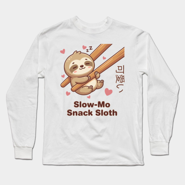 Cute Kawaii Sloth Chopstick Dumpling Cute Meme Long Sleeve T-Shirt by creative