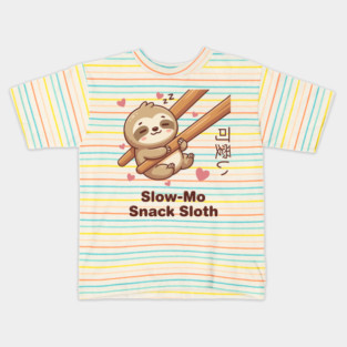 Cute Kawaii Sloth Chopstick Dumpling Cute Meme Kids T-Shirt