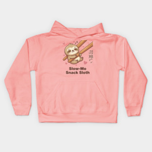 Cute Kawaii Sloth Chopstick Dumpling Cute Meme Kids Hoodie
