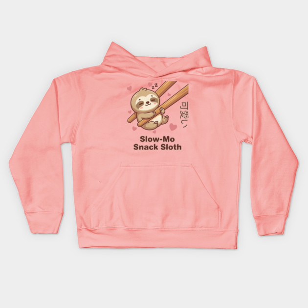 Cute Kawaii Sloth Chopstick Dumpling Cute Meme Kids Hoodie by creative