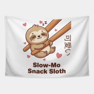 Cute Kawaii Sloth Chopstick Dumpling Cute Meme Tapestry