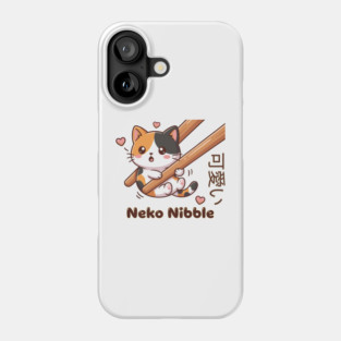 Cute Kawaii Kitten Chopstick Neko Nibble Calico Cat Meme Phone Case