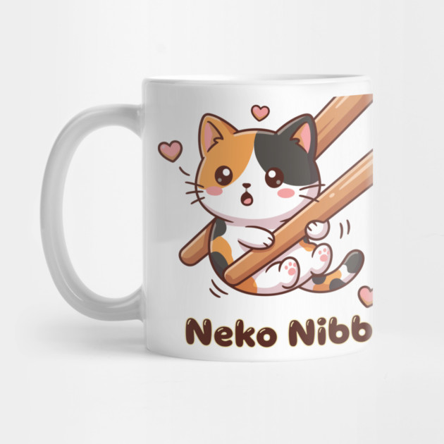 Cute Kawaii Kitten Chopstick Neko Nibble Calico Cat Meme by creative