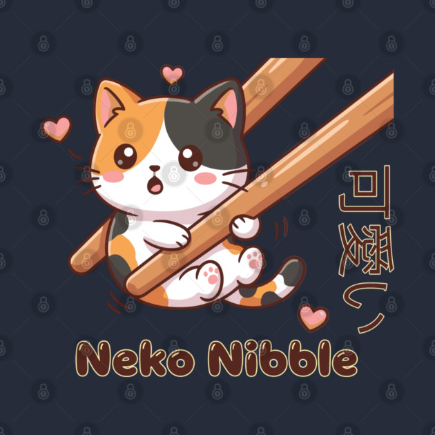 Cute Kawaii Kitten Chopstick Neko Nibble Calico Cat Meme by creative