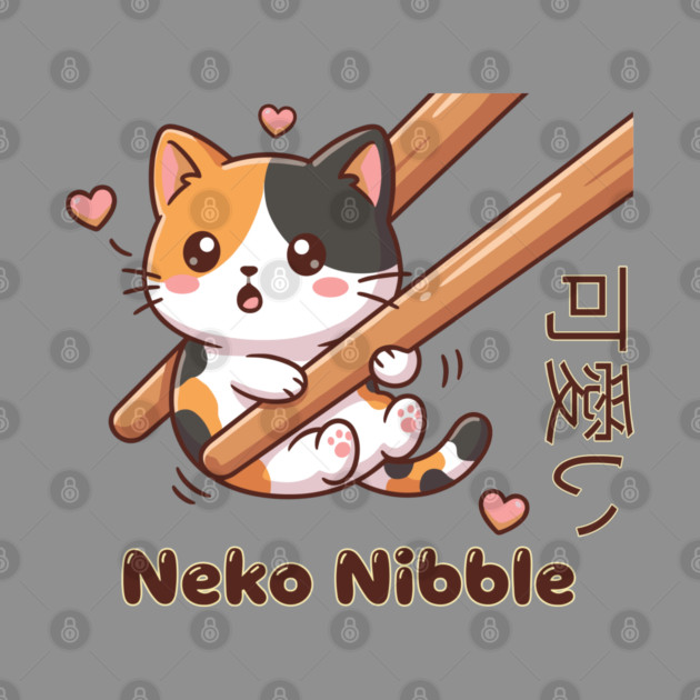 Cute Kawaii Kitten Chopstick Neko Nibble Calico Cat Meme by creative