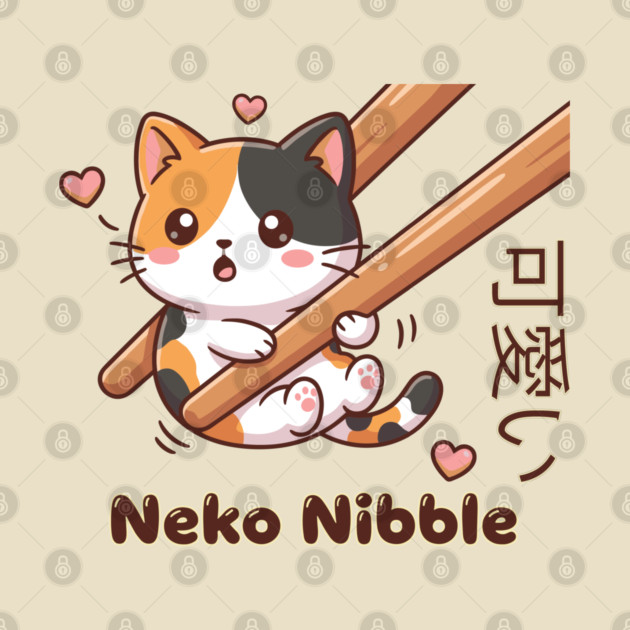 Cute Kawaii Kitten Chopstick Neko Nibble Calico Cat Meme by creative