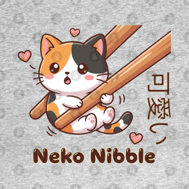 Cute Kawaii Kitten Chopstick Neko Nibble Calico Cat Meme by creative