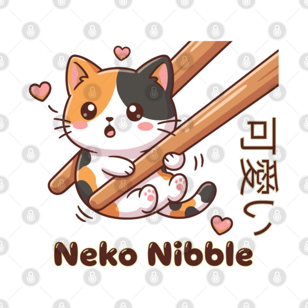 Cute Kawaii Kitten Chopstick Neko Nibble Calico Cat Meme by creative