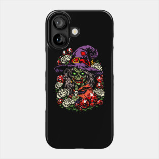 January Zombie Witch with Gems and Flowers Phone Case